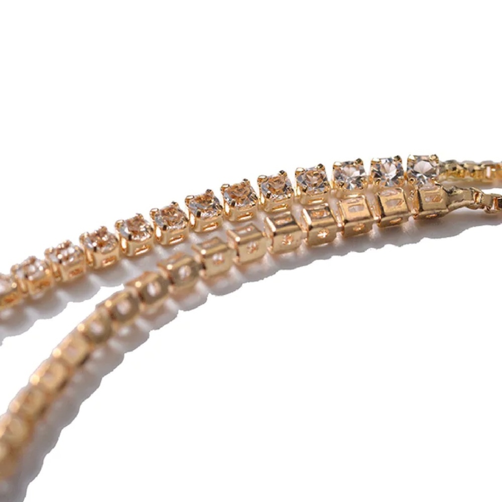 Gold Rhinestone Adjustable Bracelet - Picture 6 of 6